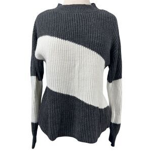 Fortune + Ivy Women's Striped Pullover Sweater Black Long Sleeve Size S